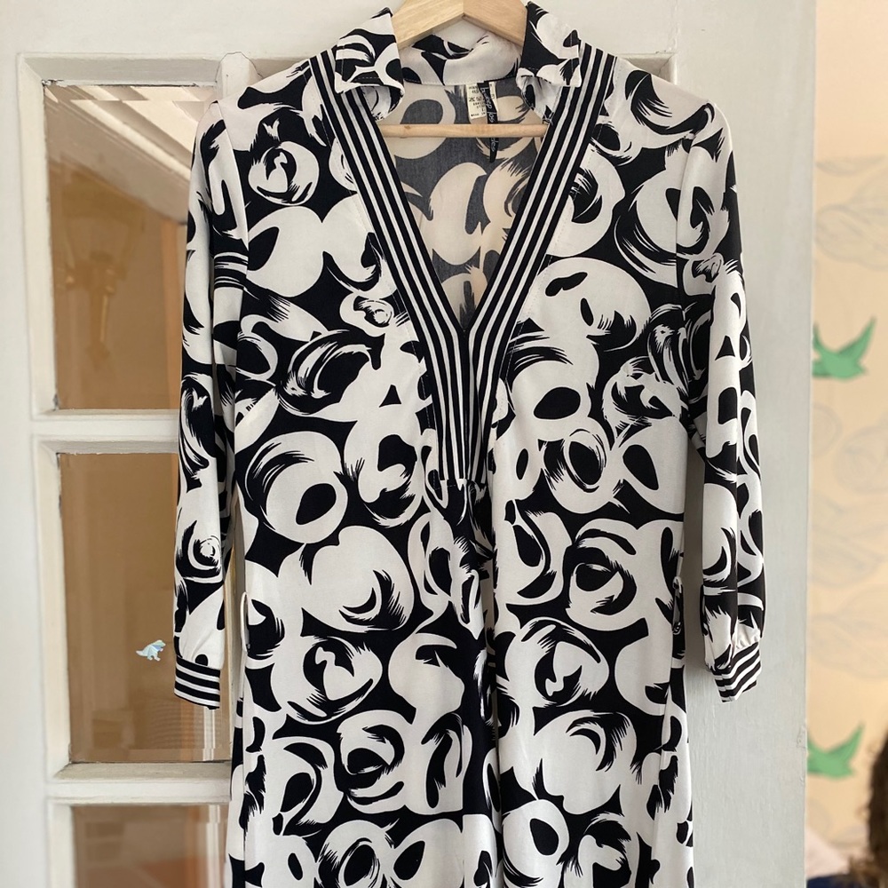 Black and White Midi Dress